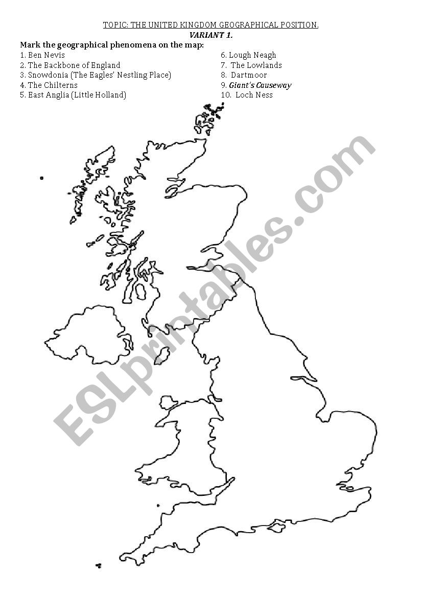 The British Geography worksheet