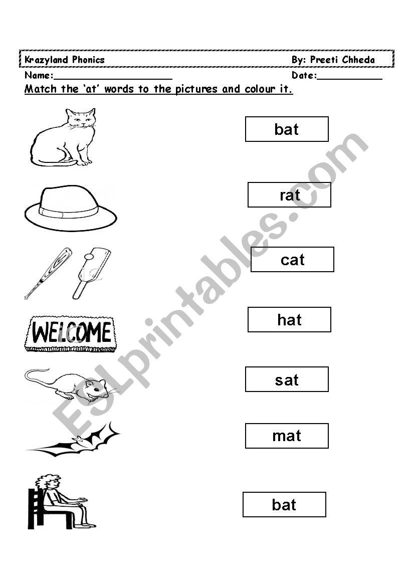 CVC word at family words worksheet