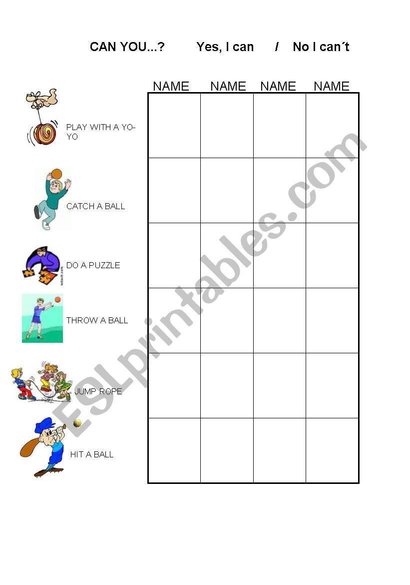 Can you...? worksheet