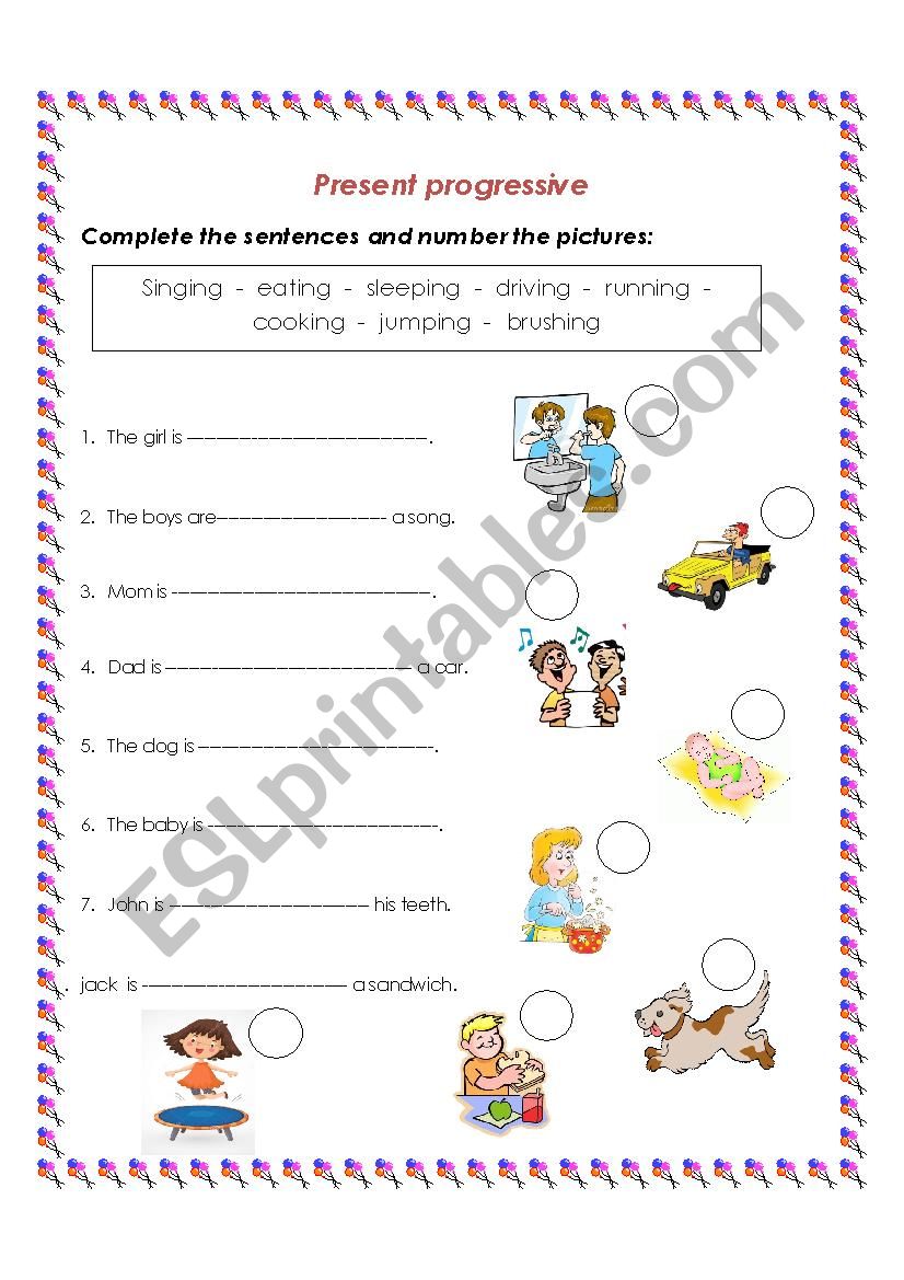 present progressive worksheet