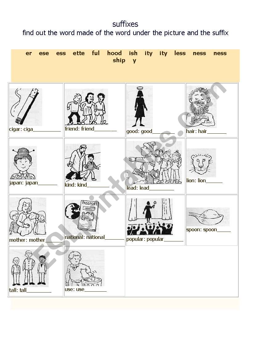 Suffix Practice worksheet