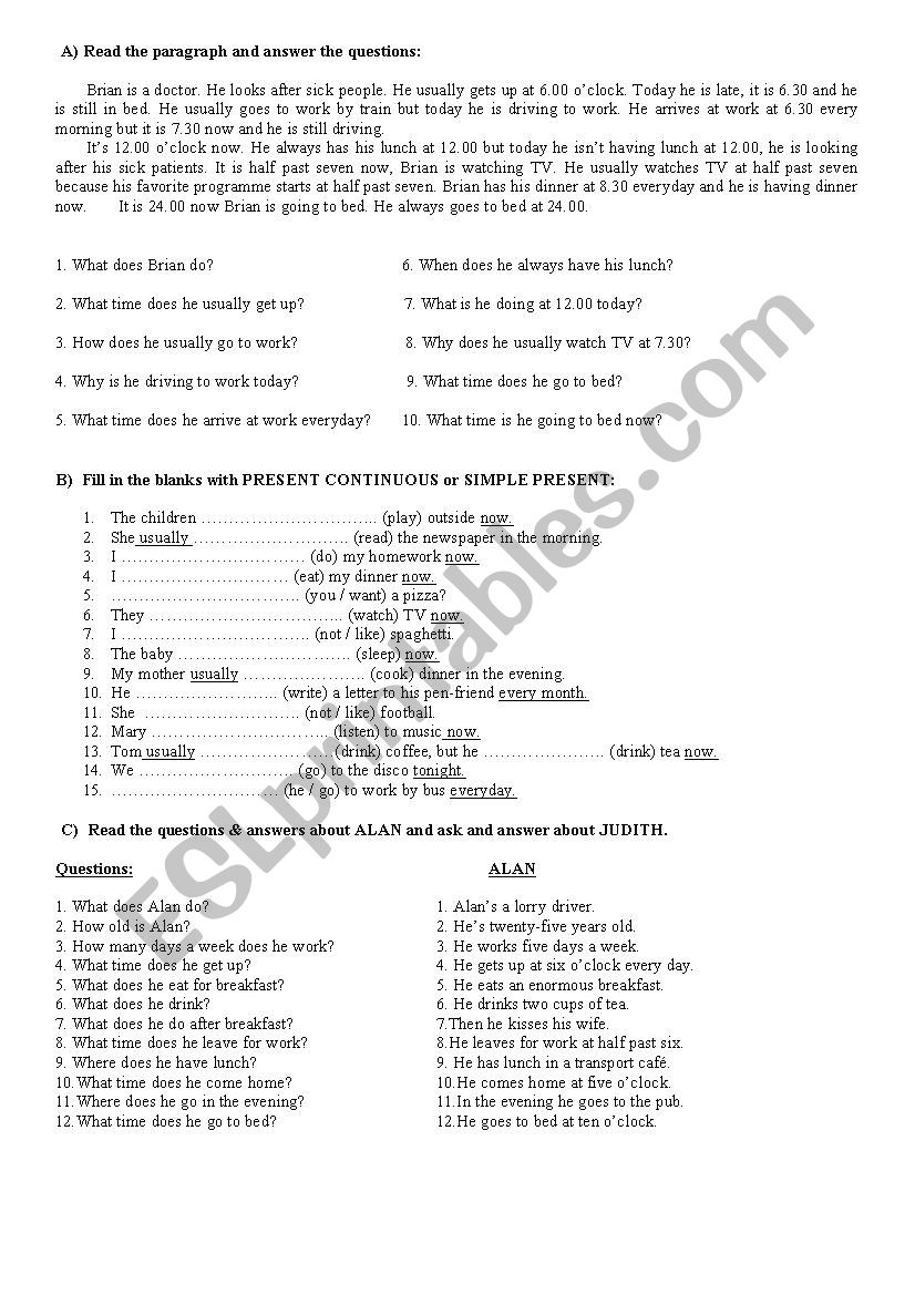 tense revision simple present+present continuous