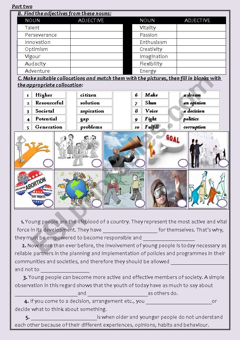the gift of youth (PART TWO) worksheet