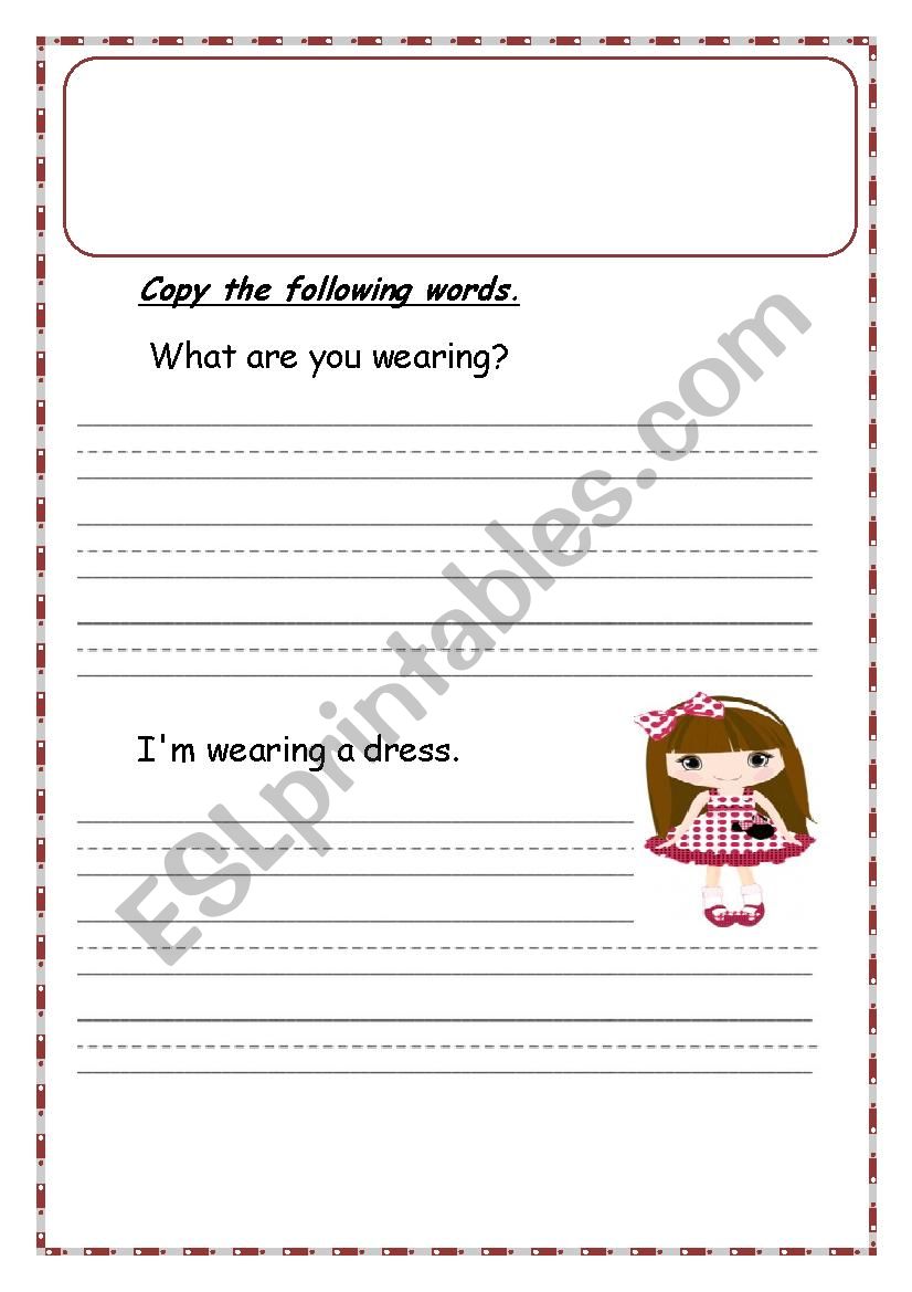 clothes worksheet