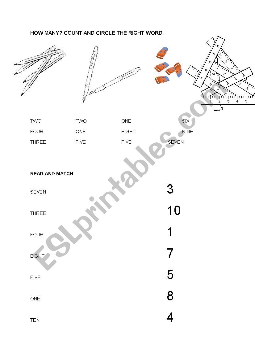 numbers worksheet