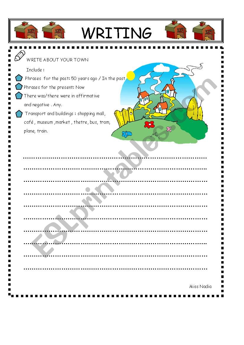 writing - your town worksheet
