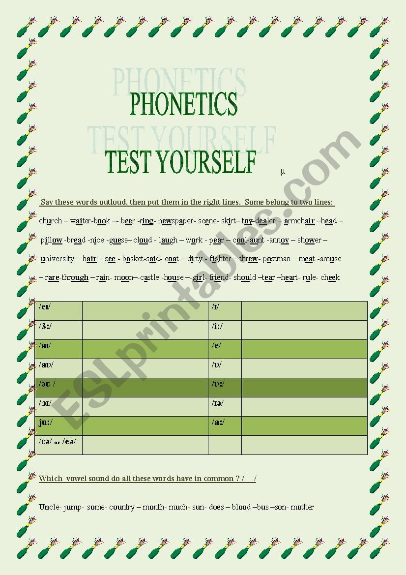 Phonetic exercice : test yourself