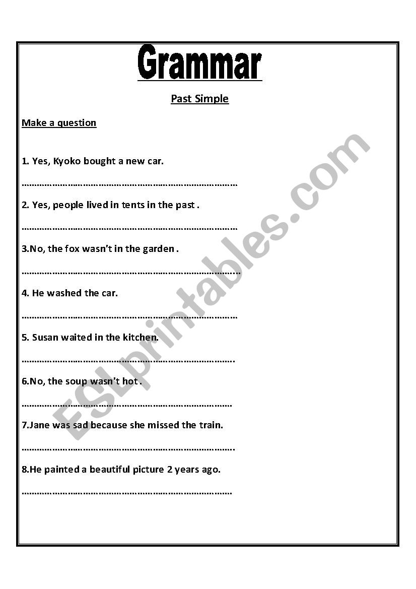 Past simple worksheet