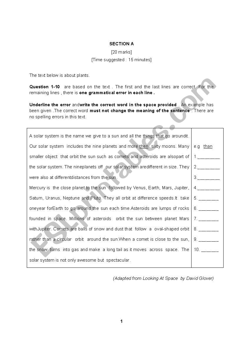 EXAM worksheet