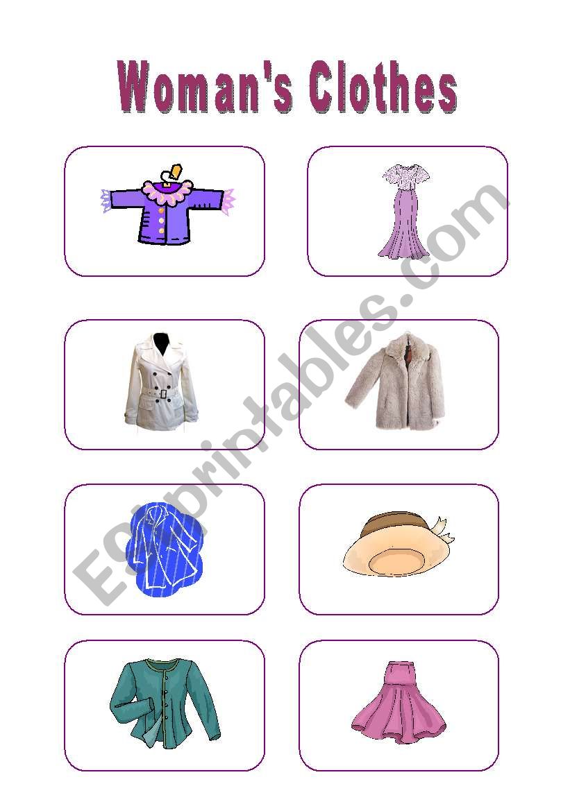 Womans clothes worksheet