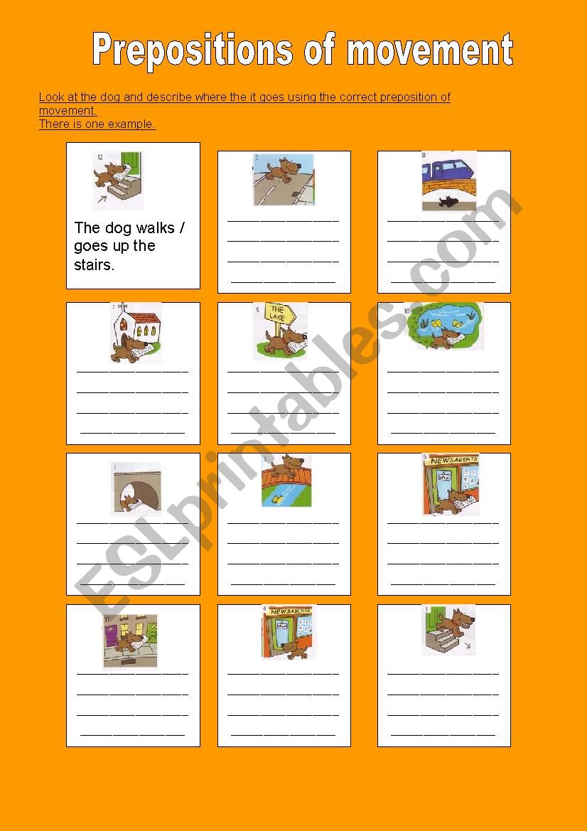 Prepositions of movement worksheet