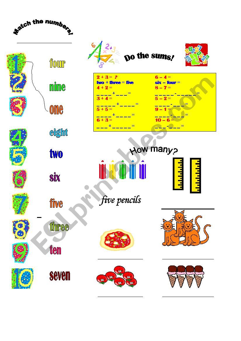 numbers worksheet