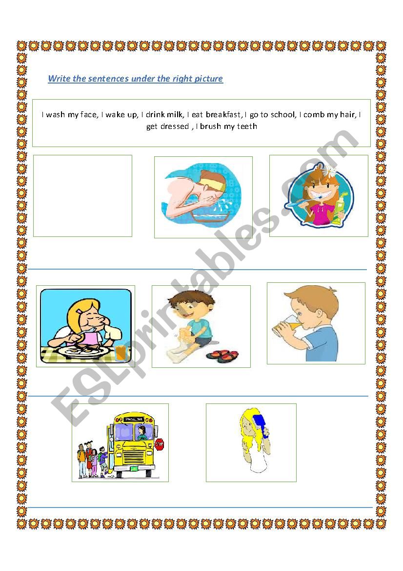 Morning routines worksheet