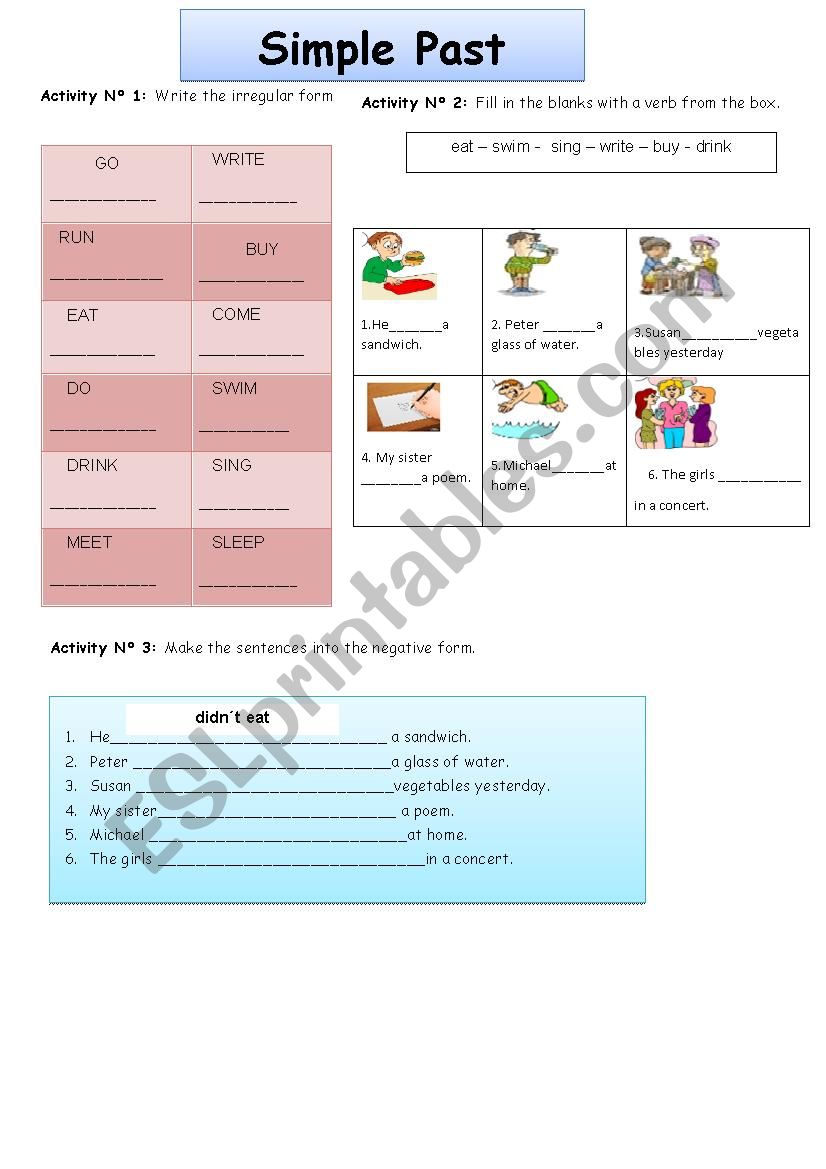 Simple Past (Irregular verbs) worksheet