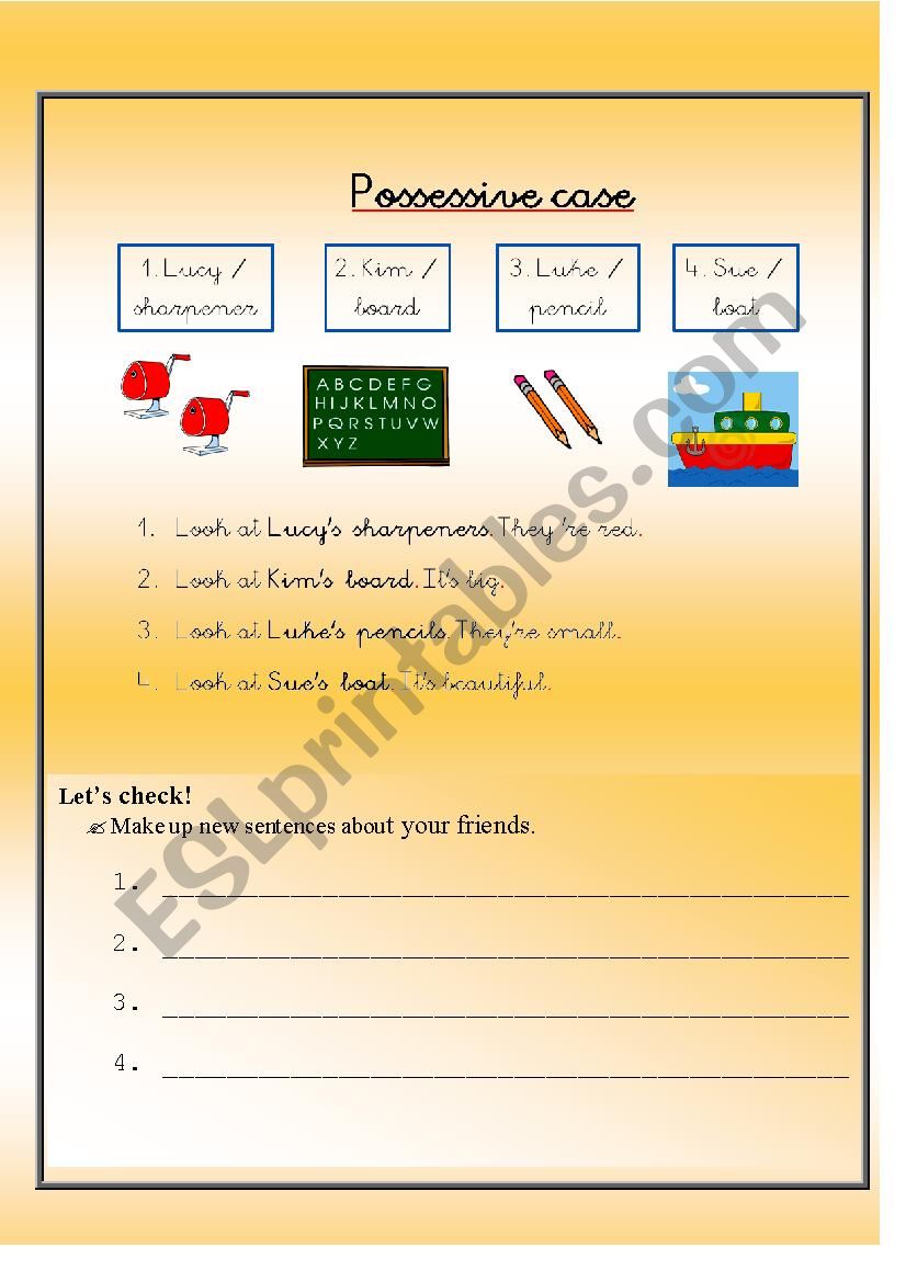 Possessive case worksheet