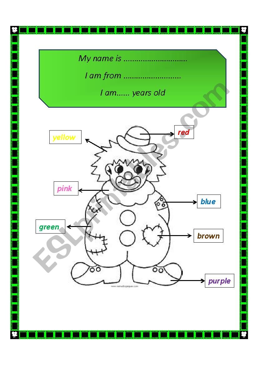 Clown worksheet