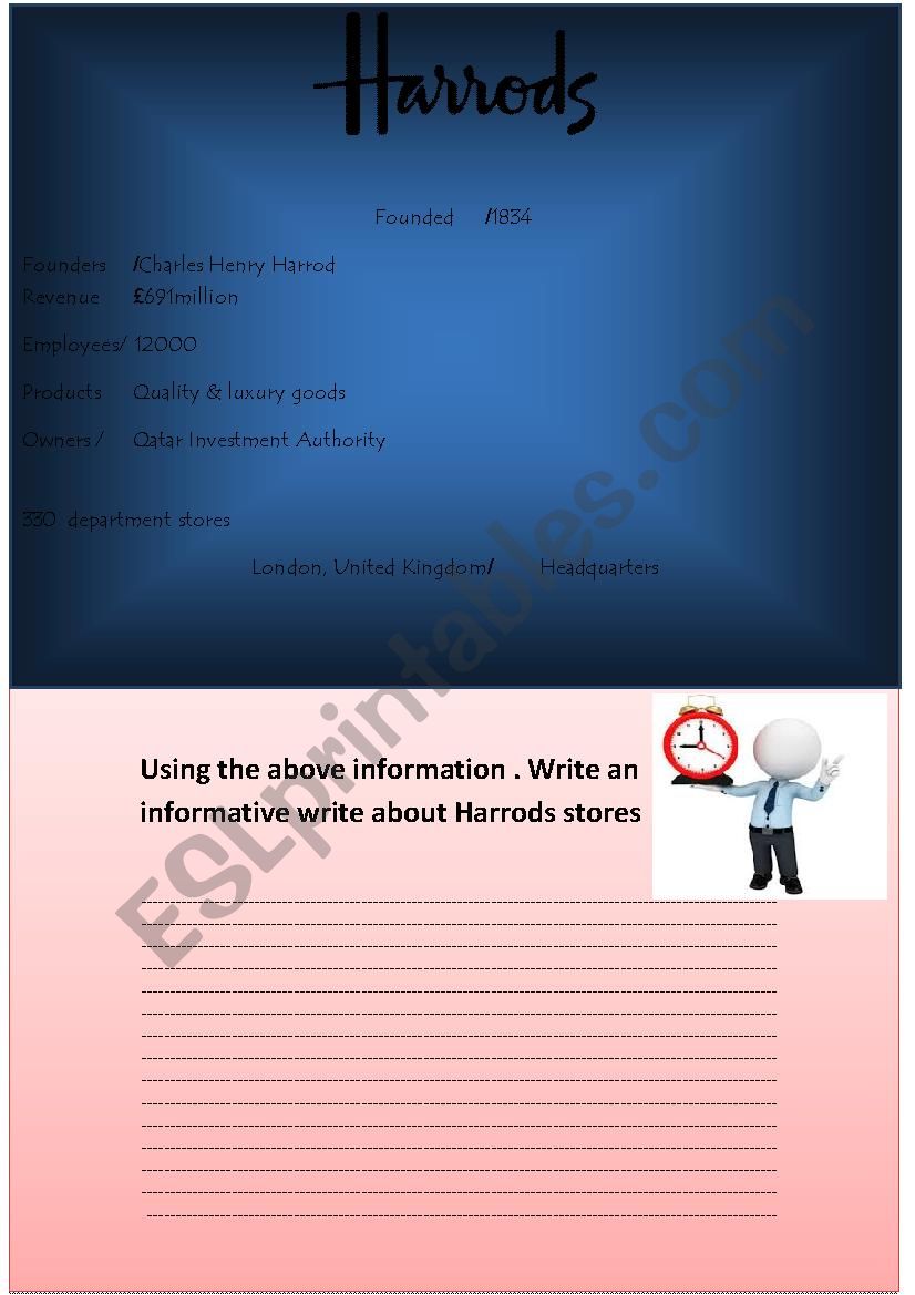 Harrods worksheet