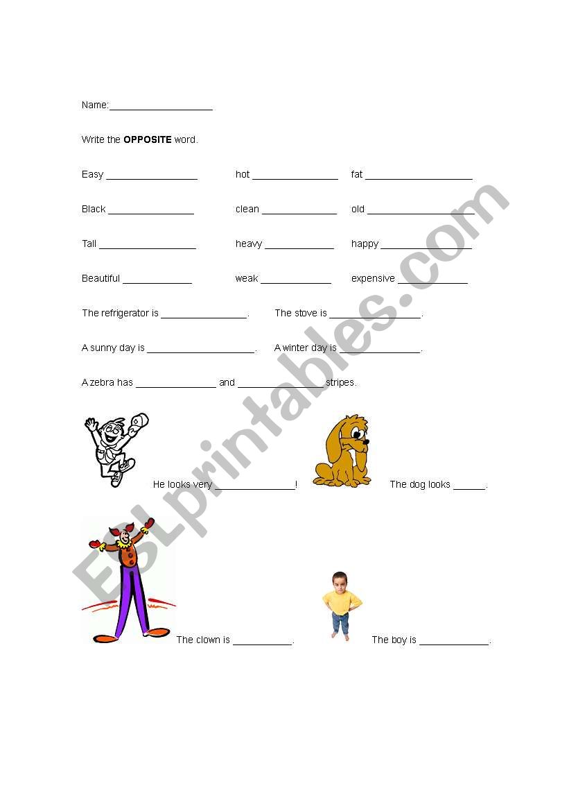 Big or small worksheet