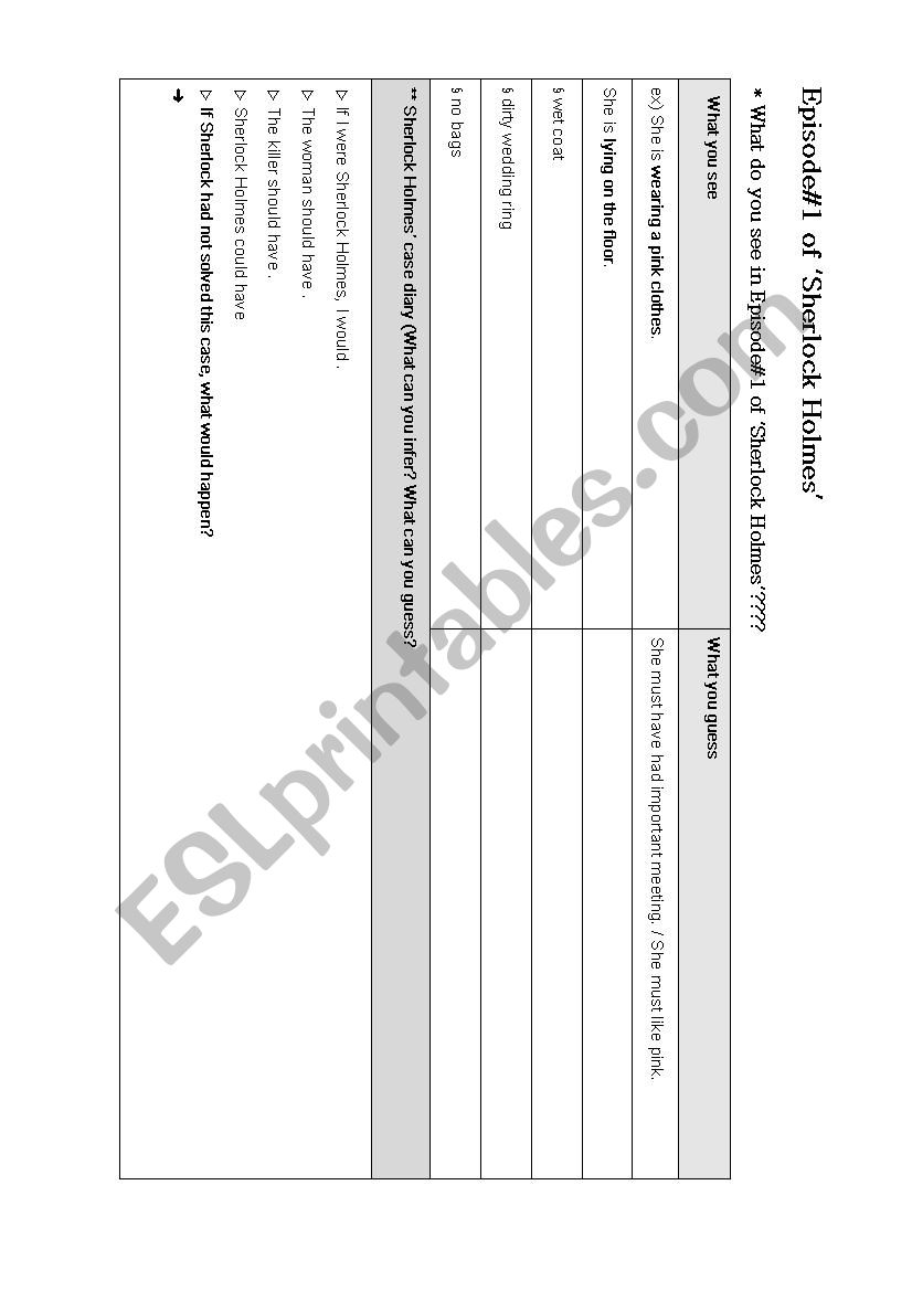 Sherlock Holmes(U.K) worksheet