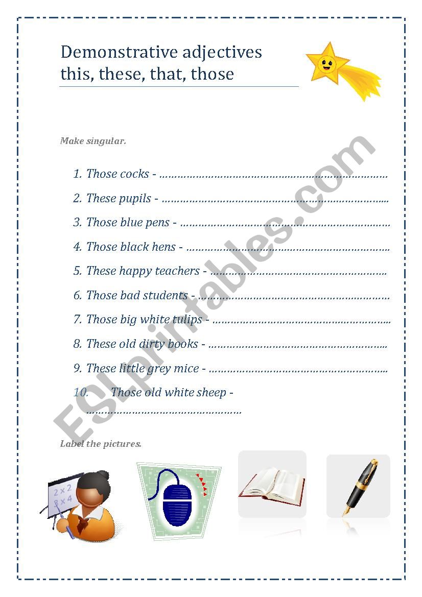 demonstrative pronouns this, that, these, those