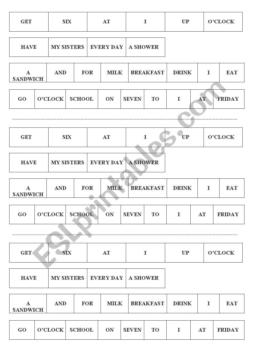 WORD ORDER worksheet