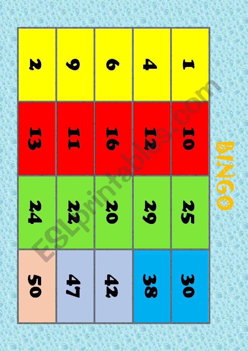 bingo numbers worksheet