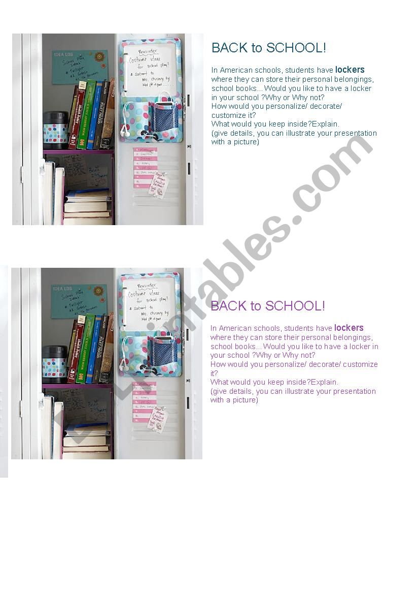 BACK TO SCHOOL: I want a locker!