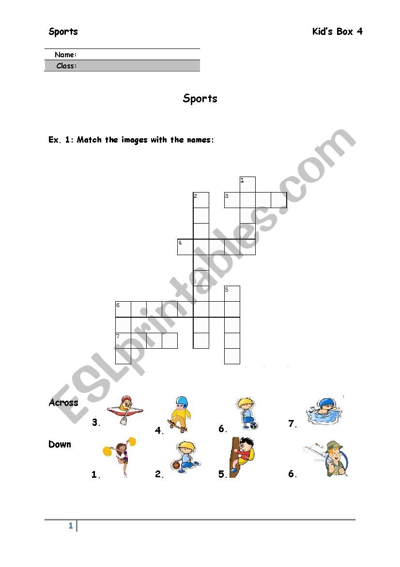 Sports - Grade 4 - 1 worksheet