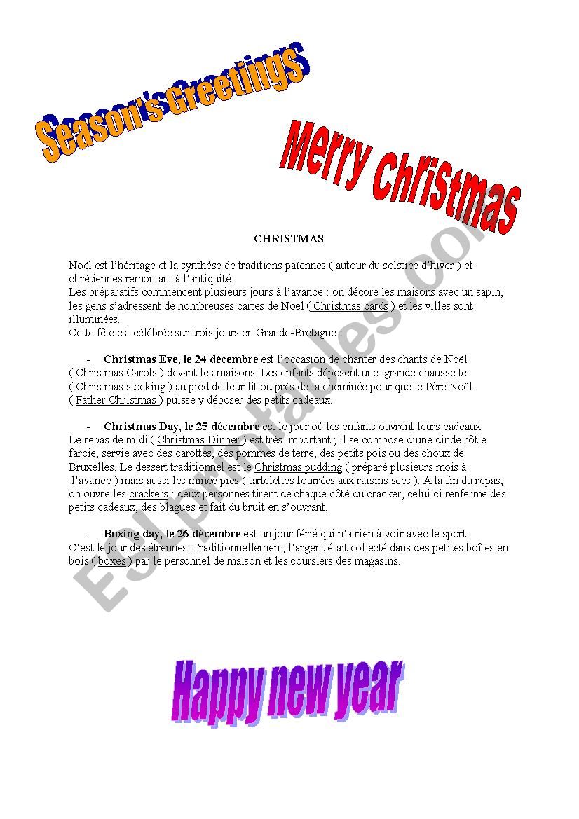 Christmas worksheet