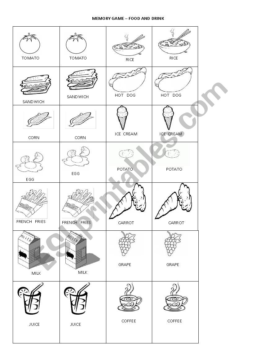 FOOD AND DRINK worksheet