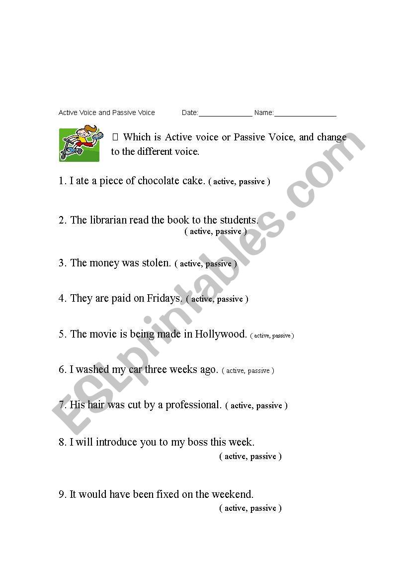 Practicing active voice  and passive voice