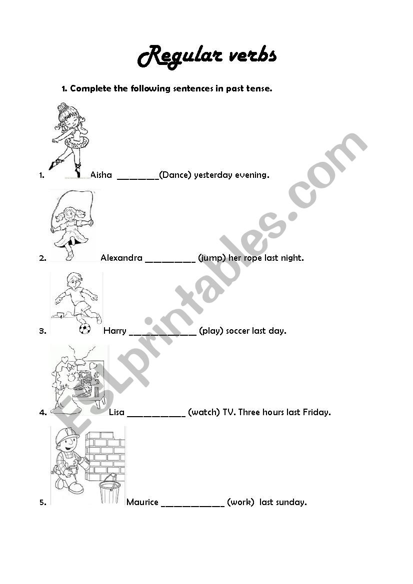 regular verbs worksheet