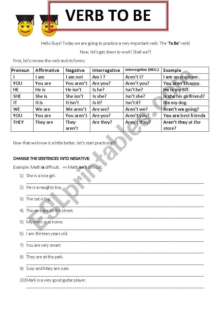 Verb To Be - Complete Exercises
