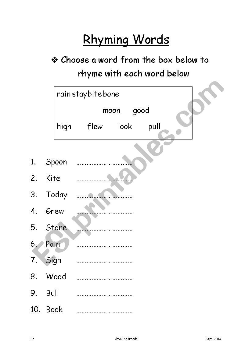 Rhyming Words worksheet