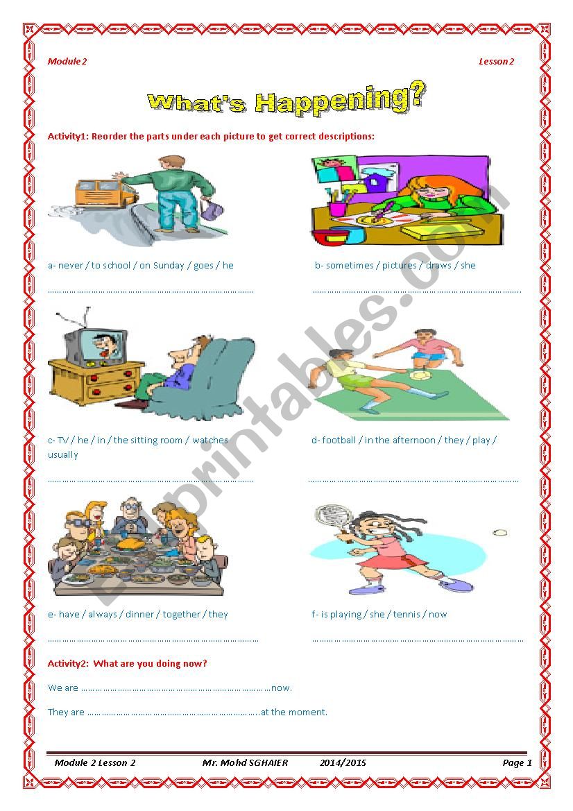 WhatÂ´s Happening worksheet