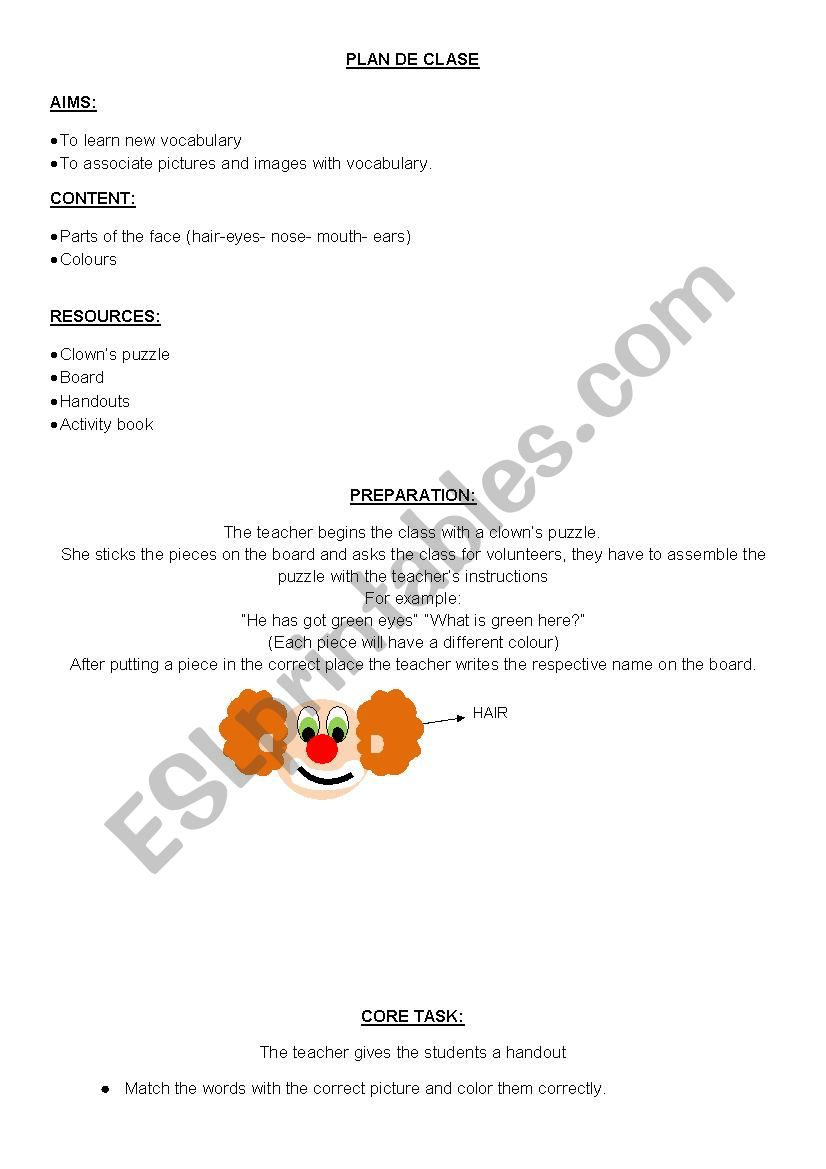 my body worksheet