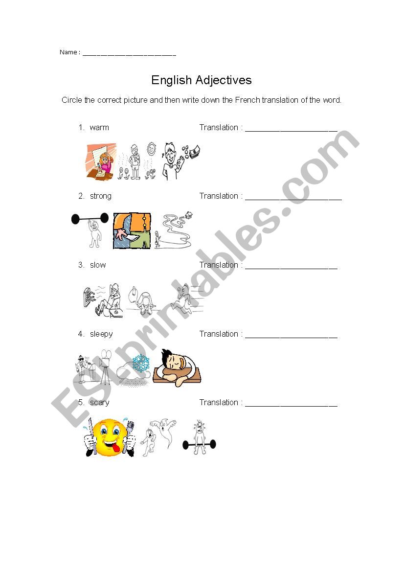 English Adjectives worksheet