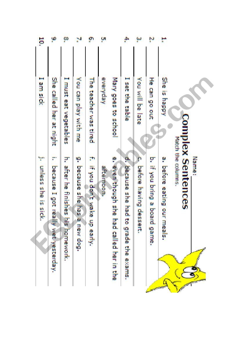 Complex Sentences worksheet