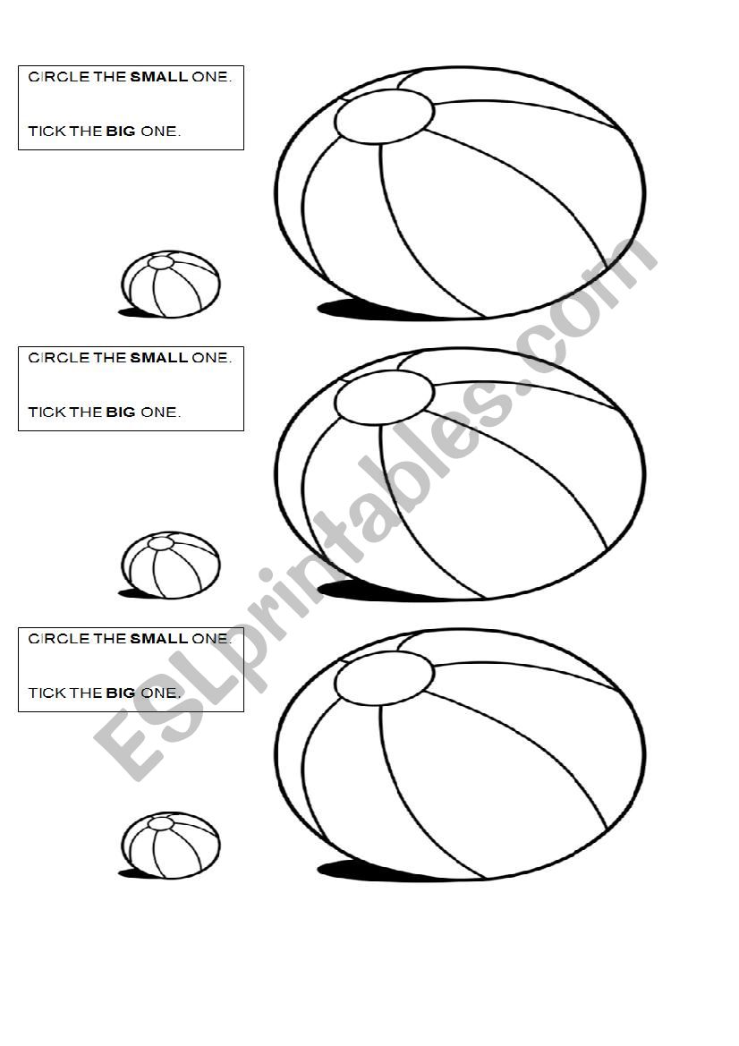 big and small worksheet