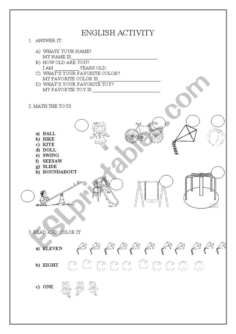 English activity worksheet