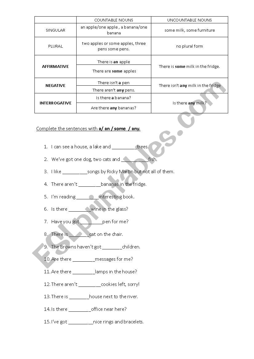 a/an/some/any worksheet