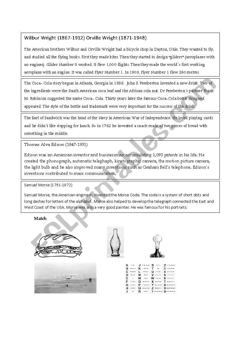 Inventions and inventors worksheet