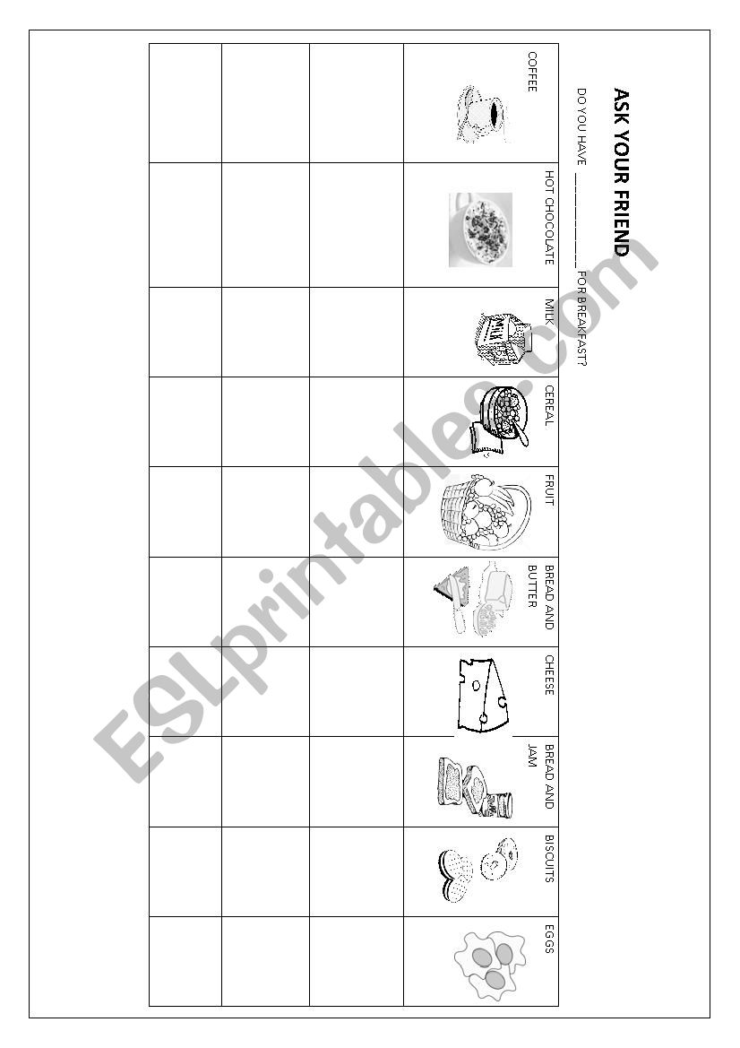 Ask your friend worksheet