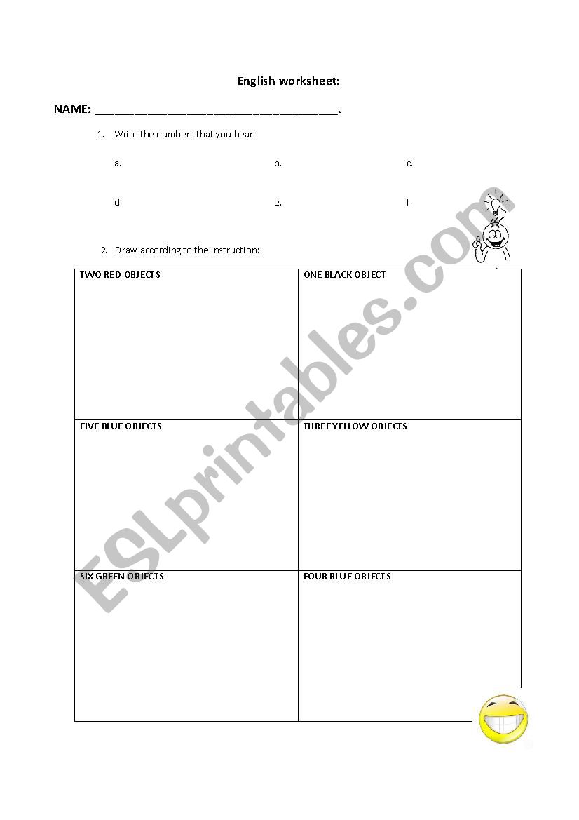 colors and numbers evaluation worksheet