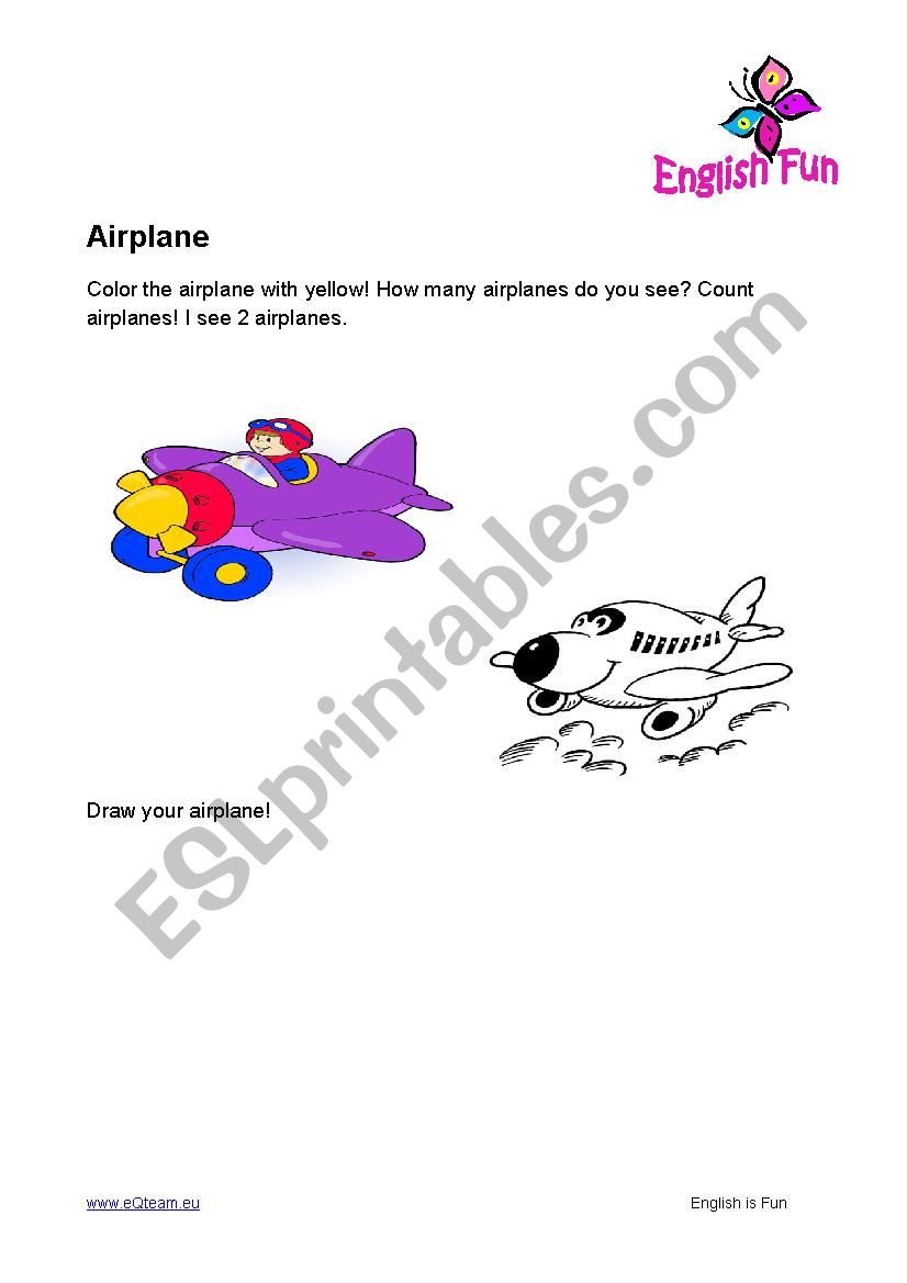 Airplane worksheet