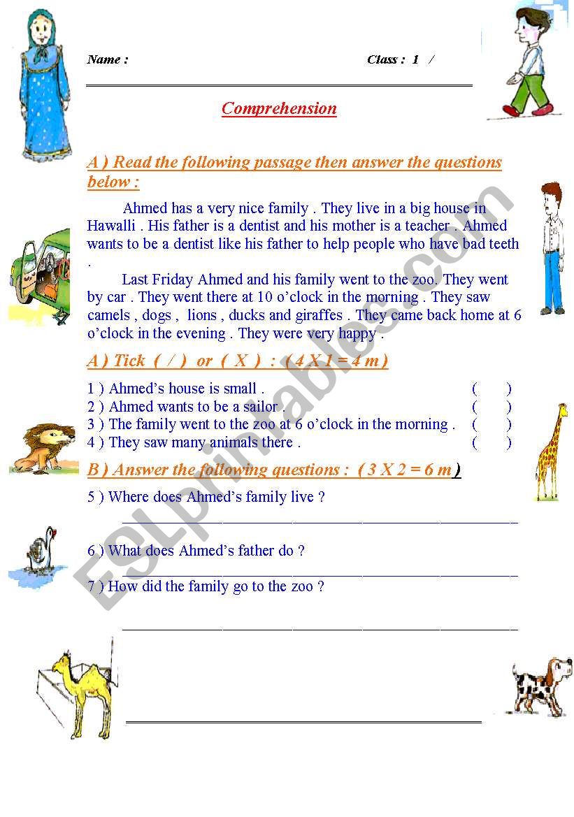 reading worksheet