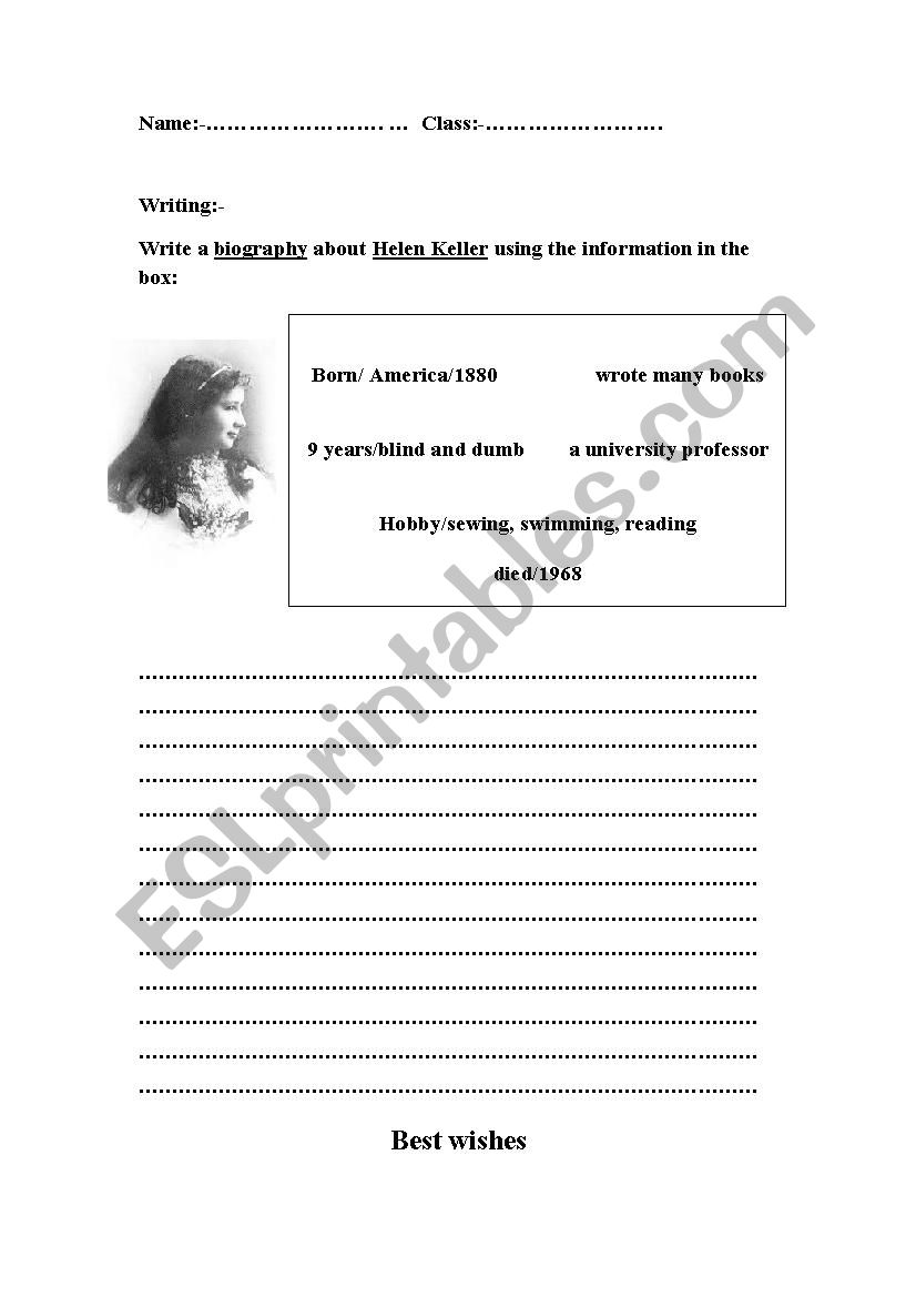 Helen Keller worksheet