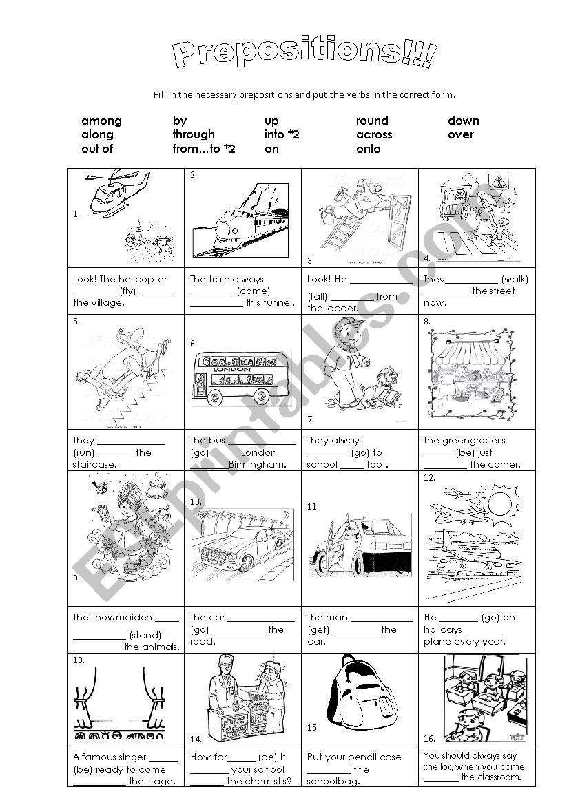 Prepositions of movement worksheet