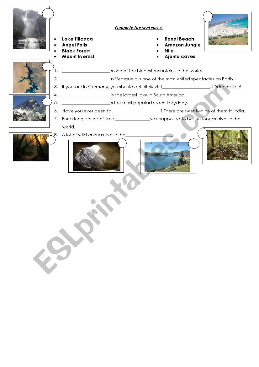 Sights worksheet