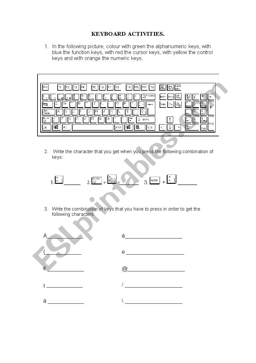 Keyboard Activities worksheet